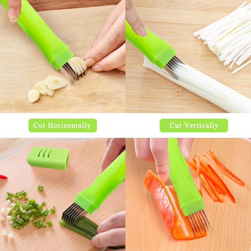 2Pcs TACYKIBD Scallion Cutter Shred Knife, Stainless Steel Vegetable Onion Slicer, Green Onion Cutter