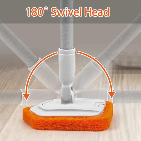 JEHONN 4-in-1 Tile Tub Scrubber with Long Handle, Upgraded Shower Cleaning Brush for Bathroom