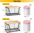 2 Pack Countertop ALOCEO Storage Stackable Kitchen Laundry Organizers with Bamboo Top, Large Trash Bag Holder and Small