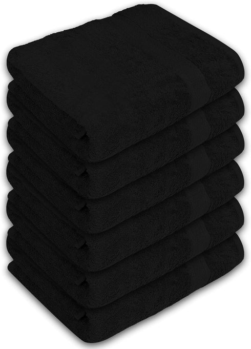 Pack 6 24" 50", 100% Large Bath Towels of x Cotton Terry Soft, Quick-Dry & Highly Absorbent Black Towels for Bathroom