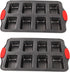 PLAZOTTA 2 Packs Mini Loaf Pan with Silicone Handle, 8 Cavity Non-Stick Baking Pan for Mini Bread, Brownies, Cheesecake
