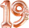 KatchOn Giant Rose Gold 19 Balloon, 40 Inch Birthday Balloons with Confetti for Happy 19th Birthday