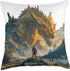 Holy Retribution: The Paladin Confronts the Gold Dragon Throw Pillow