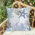 Blue Ocean Waterproof Outdoor Pillow Covers 18x18 Inch Set of 2, Nautical Coastal Starfish Coral Shell Conch Throw