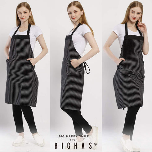 BIGHAS Adjustable Bib Apron - Long Ties for Women and Men, 18 Colors Chef Kitchen Cooking