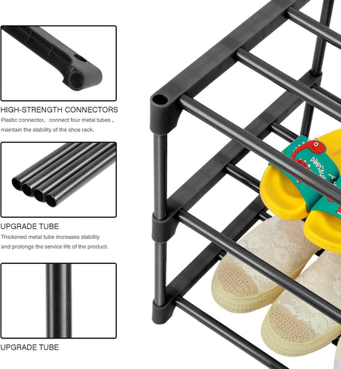 3-Tier 5-6 Closet,Black HITHIM Small Shoe Racks, Narrow Shoe Rack for Pairs Shoe Storage,Kids Shoe Racks for Small