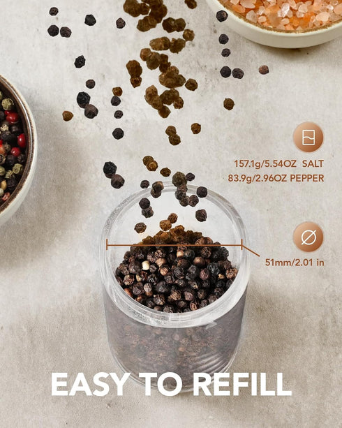 Set Operated(4 Set Sangcon Gravity Electric Salt and Pepper Grinder with Dust Cover, Battery AAA), Large Capacity