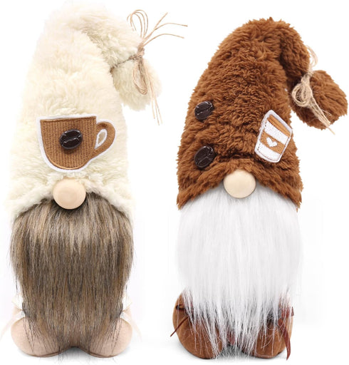 Upltowtme Swedish Tomte Gnomes Plush Ornament Set of 2 - Nordic Plush Farmhouse Coffee Bar Decoration