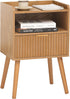AWASEN Fluted Nightstand, Mid Century Modern Bedside Table with Storage Drawers, Wood