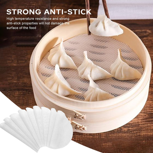 10 Pcs 10 inch Non-stick Silicone Steamer Mesh Mat, Reusable Bamboo Steamer Liner Pad for Home Kitchen Cooking