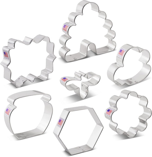 Ann Clark Bee Cookie Cutters 7-Pc. Set Made in the USA - Cute Bee, Small Flower, Honey Pot, Beehive, Honeycomb and more