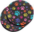 Multicolor Paws Dog Design Absorbent ROUND Fabric Felt Neoprene Car Coasters for Drinks, 2pcs Set
