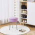Cpintltr Vanity Stool - Velvet Ottoman Bench, Round Modern Dressing Stool, Small Side Table Footstool with Metal Leg