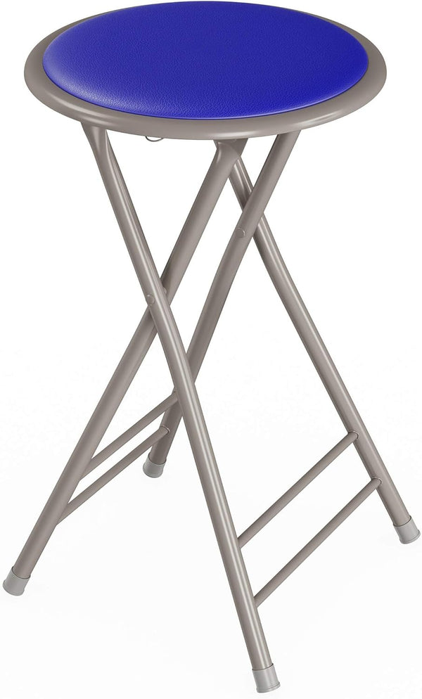 Lavish Home Folding Stool - Backless 24-Inch Stool with 225lb Capacity for Kitchen or Rec Room (Blue)