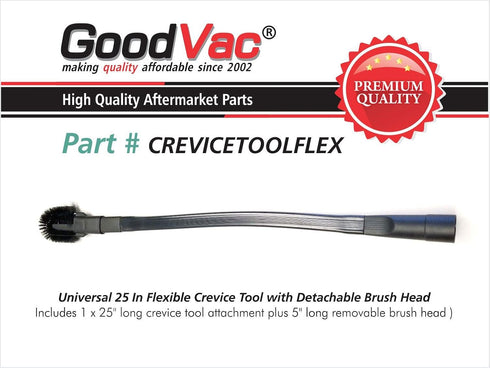 GOODVAC Universal 25" Long Flexible Crevice Tool with Detachable Brush for Dryer Lint