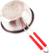 7.9inch Stainless Steel Perforated Metal Colander Strainer with Long Red Handle for Kitchen Food Pasta Noodles