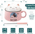 Ramen Bowl Set with Chopsticks, Cute Cat Instant Ramen Noodle Bowls with Lid, 34.5 OZ Extra Large Ceramic Soup Bowls with Handle, Japanese Ramen Cooker, Microwave safe (Pink) by Tsreinh