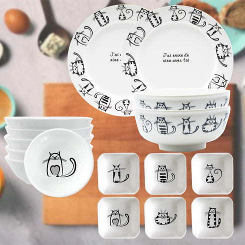 BigNoseDeer Super Cute Cat Ceramic Sauce Dish, Mini Side Seasoning Dish, Snack Serving Dishes, Set of 6 Meow Porcelain