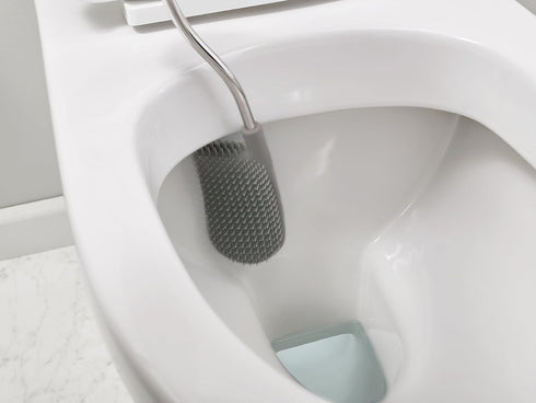 Set, Joseph Joseph Flex Hygienic Silicone Toilet Brush with Slim Holder Flexible Anti-drip, Anti-Clog Deep Clean Head