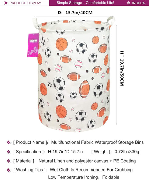 Large Canvas Fabric Laundry Hamper - Lightweight Storage Basket/Toy Organizer/Dirty Clothes Collapsible Waterproof