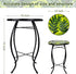 Decor10 Inch Subtropical Leaf Small Patio Table,Outdoor Side Table,Outdoor Bar Table,Metal Glass End Table for Porch