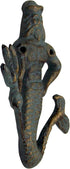 Wowser Green Cast Iron King Neptune Wall Hooks, Set of 2, 6.5 Inches