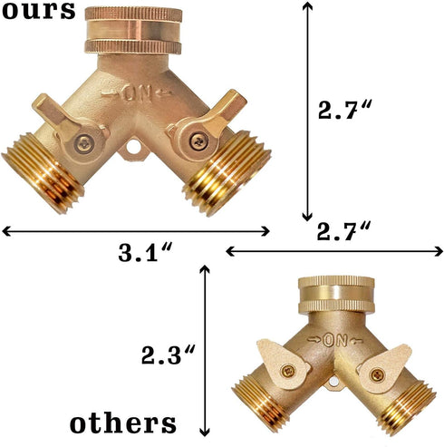 Xiny Tool Hose Splitter, Heavy Duty 2 Way Garden Hose Y Splitter with 2 Valves and Rubber Washers