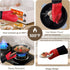 Silicone Oven Mitts - Red Heat Resistant 500F 13.6 in Waterproof Grippy Design for Cooking and Baking