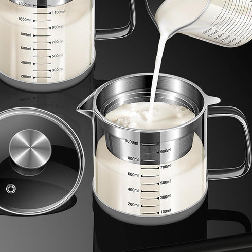 BinaryABC Yogurt Strainer,Nut Milk Strainer,Juice Food Strainer,Glass Teapot with Mesh Strainer,Stainless Steel Iced