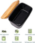 Butter Dish with Lid - Porcelain Keeper with Wood Cover for Easy Clean Butter Storage Container