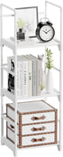 FIDUCIAL HOME 3 Tiers Small Bookshelf for Small Spaces White Mini Short