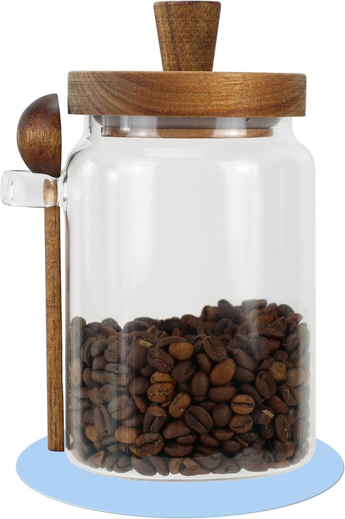 EIKS Glass Jars with Wooden Lids and Scoop, Airtight Food Storage Containers for