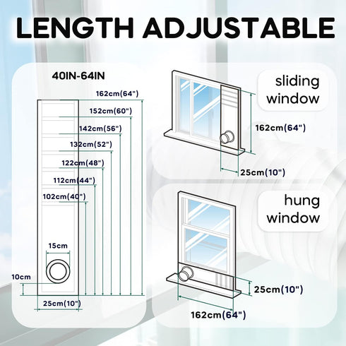 2022 100% 10x40-64 inches Loviga Portable Air Conditioner Window Kit, Window Vent Seal Kit for Portable Air Conditioner