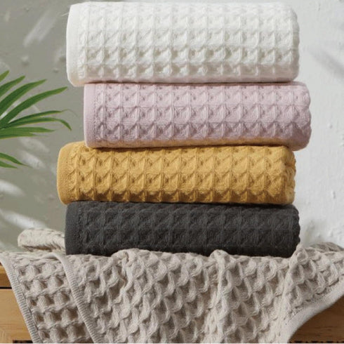 SK Studio 6 Set 2 2 2 Piece Cotton Hotel Waffle Towel - Bath, Hand, Washcloths - Large, Absorbent, Quick Dry