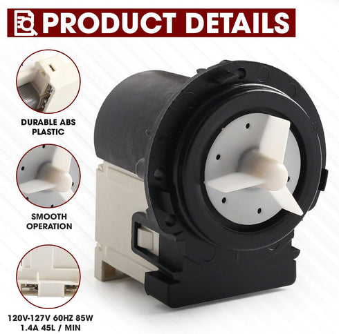 LG 4681EA2001T Washer Drain Pump Motor by Seentech, Compatible with LG Kenmore Washers, Replaces Part Numbers AP5328388