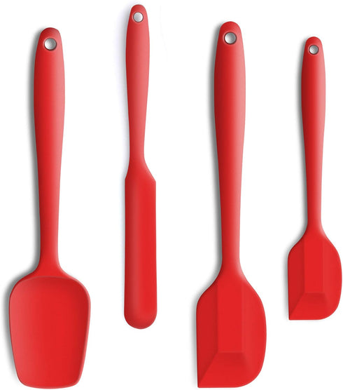 4 Piece Silicone Spatula Set, Flexible Heat Resistant Non-scratch Baking Cooking Rubber Spatulas with Stainless Steel