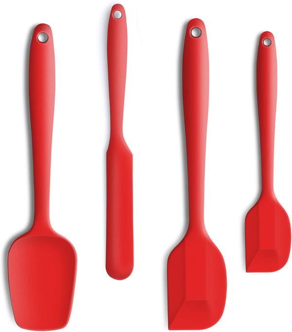 4 Piece Silicone Spatula Set, Flexible Heat Resistant Non-scratch Baking Cooking Rubber Spatulas with Stainless Steel