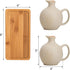 Set 2 15 Oz Elsjoy of Ceramic Oil Vinegar Dispenser with Cork and Tray, Tabletop Oil Bottles Soy Sauce Jar, Decorative