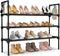 LANTEFUL 3 Tier Shoe Rack for Closet, Shoe Organizer with 5 Hooks,