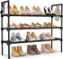 LANTEFUL 3 Tier Shoe Rack for Closet, Shoe Organizer with 5 Hooks,