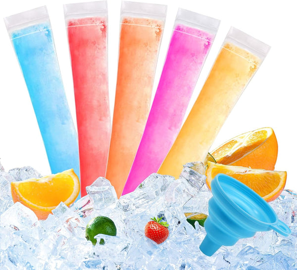 Amintiri 300 Disposable Ice Popsicle Mold Bags, BPA-Free Freezer Tube, Popsicle Mold bags