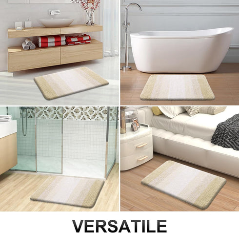 OLANLY Bathroom Rug Mat 30x20, Extra Soft Microfiber Non-Slip Plush Shaggy Bath Carpet, Light Beige