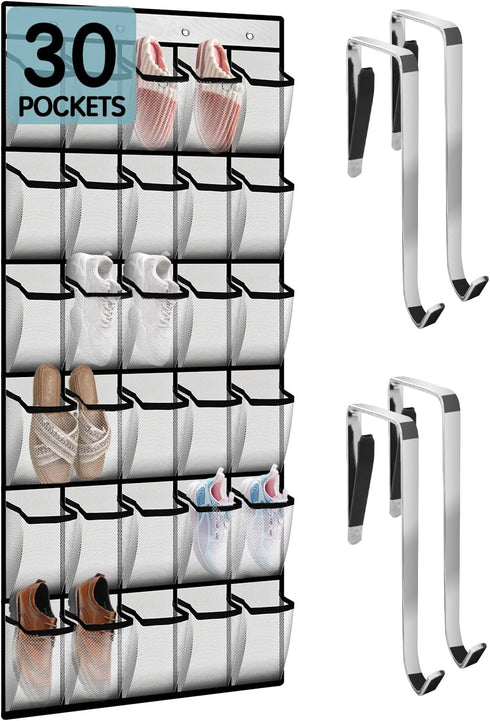 Kotkn Over the Door Shoe Organizer with 30 Breathable Mesh Pockets - Large