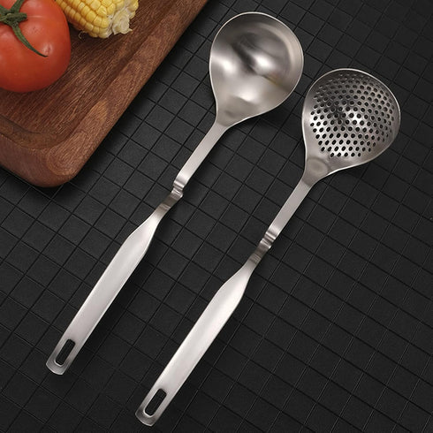 Peohud 4 Pack Soup Ladle, SUS304 Stainless Steel Slotted Hot Pot Ladle, Cooking Skimmer for Hotpot Serving
