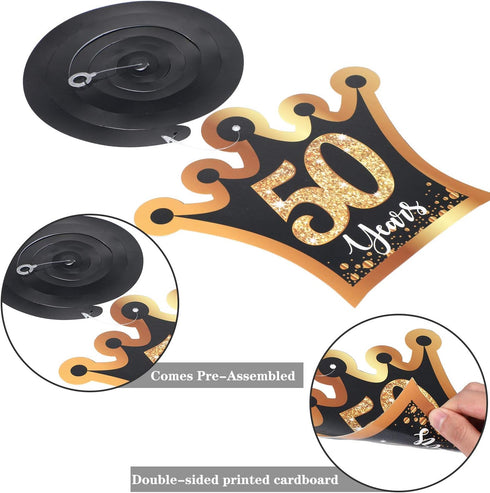 Blulu 50th Birthday Party Foil Hanging Swirls Decorations, 30 Pcs Glitter Celebration Cutouts