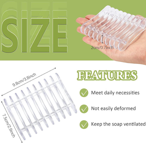 CHENGU Counter(Clear,4 Plastic Bar Soap Holder Soap Saver Tray Bar Dish Self Draining Dishes for Sponge Dryer Bathroom