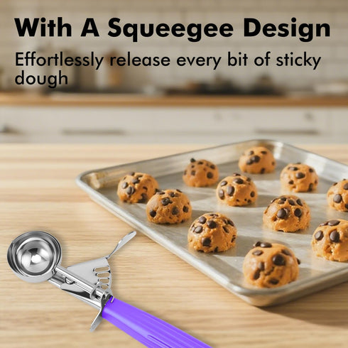 Ice Cream Scoop Set, Cookie Scoop Includes 1.2 OZ/2 OZ/4 OZ Scoops for Portion Control of Cookie Dough & Ice Cream