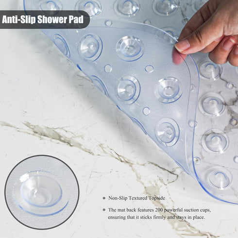 CADONO 40 16 Inch Extra Long Non Slip Bathtub Mat - x Machine Washable Tub Mats with Suction Cups and Drain Holes