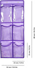 Closet 6 2 Pack Over The Door Hanging Shoe Organizer Narrow Door Shoe Storage Large Clear Pockets Chart (PURPLE)