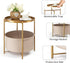 danpinera Round Side Table with Fabric Storage Basket, Metal Side Small Bedside Table Nightstand with Removable Tray